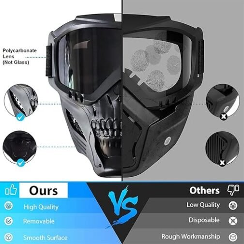SKULL MASK MOTORCYCLE WITH BLACK GOGGLE PRISM GUARD - Image 3