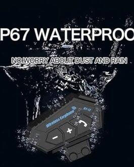 Motorcycle Helmet Bluetooth Headset, Dustproof and Sun Protection Wireless Motorcycle Helmet Earphones with Long Battery Life, Noise Reduction Function, and Hands-Free Communication System