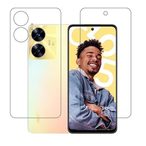 (Front And Back 9H Best Fit Premium Screen Protector For Realme C55 (Tempered Glass) for Smartphone