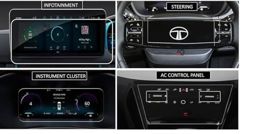 TATA NEXON 10.25 INCH INFOTAINMENT+ STEERING + INSTRUMENT CLUSTER + AC CONTROL PANEL PROTECTOR (2023- 2024) NEXON CAR DISPLAY SCREEN PROTECTOR PRISM GUARD - Image 2