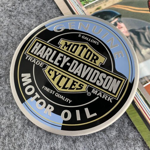 HARLEY DAVIDSON MOTORCYLES GENUINE MOTOR OIL 5 GALLONS METAL SCTIKER PRI