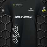 KAWASAKI NINJA WITH MONSTER ENERGY LOGO RIDING MEN’S  SHORT SLEEVE BLACK T-SHIRT PRISM GUARD(L,XL)