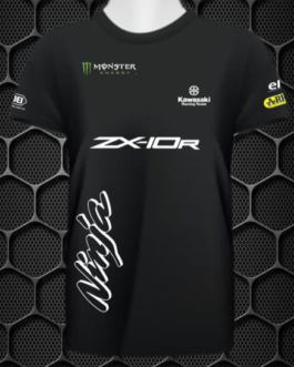 KAWASAKI NINJA WITH MONSTER ENERGY LOGO RIDING MEN’S  SHORT SLEEVE BLACK T-SHIRT PRISM GUARD(L,XL)