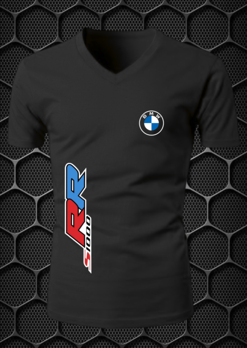 BMW RIDING T-SHIRT L,XL (V-NECK BLACK) PRISM GUARD