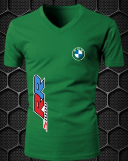 BMW RIDING T-SHIRT L,XL V-NECK (GREEN) PRISM GUARD