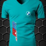 BMW RIDING T-SHIRT L,XL V-NECK (BLUE) PRISM GUARD