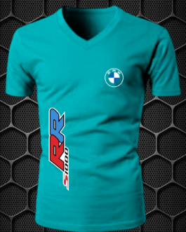 BMW RIDING T-SHIRT L,XL V-NECK (BLUE) PRISM GUARD