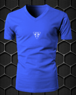 TRIUMPH RIDING T-SHIRT COTTON BLEND V-NECK PRISM GUARD (L,XL) BLUE