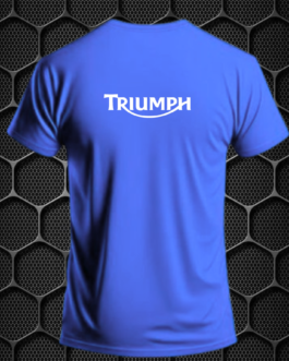 TRIUMPH RIDING T-SHIRT COTTON BLEND V-NECK PRISM GUARD (L,XL) BLUE