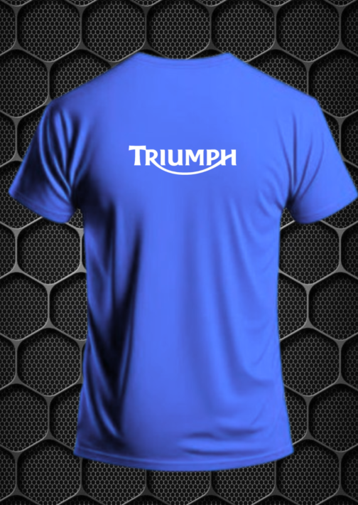 TRIUMPH RIDING T-SHIRT COTTON BLEND V-NECK PRISM GUARD (L,XL) BLUE - Image 2