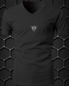 TRIUMPH RIDING COTTON BLEND T-SHIRT V- NECK PRISM GUARD (L,XL) BLACK