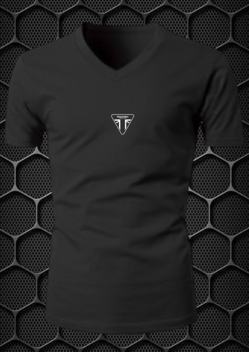 TRIUMPH RIDING COTTON BLEND T-SHIRT V- NECK PRISM GUARD (L,XL) BLACK