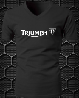 TRIUMPH RIDING T-SHIRT COTTON BLEND V-NECK PRISM GUARD (L,XL) BLACK