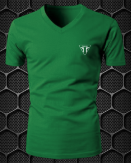 TRIUMPH COTTON BLEND RIDING V-NECK T-SHIRT PRISM GUARD (L,XL) GREEN