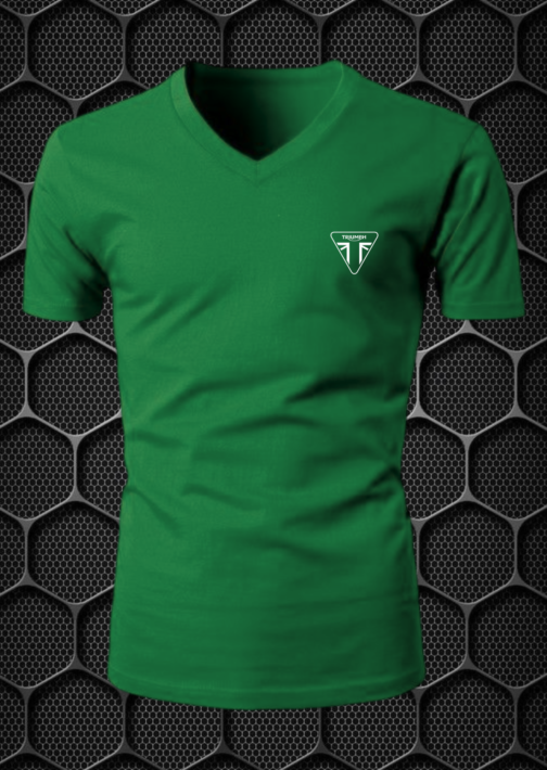 TRIUMPH COTTON BLEND RIDING V-NECK T-SHIRT PRISM GUARD (L,XL) GREEN