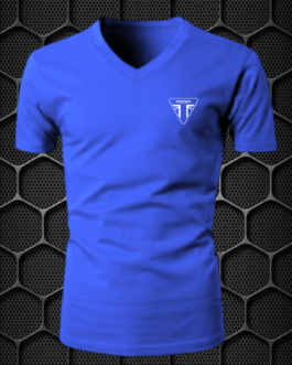 TRIUMPH RIDING T-SHIRT COTTON BLEND V-NECK PRISM GUARD (L,XL) BLUE