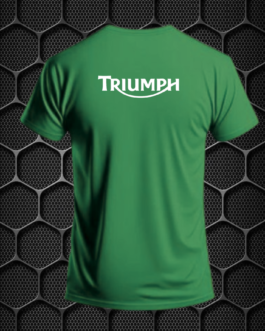 TRIUMPH COTTON BLEND RIDING V-NECK T-SHIRT PRISM GUARD (L,XL) GREEN