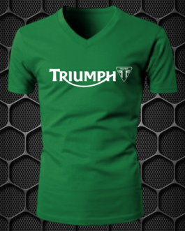 TRIUMPH RIDING T-SHIRT COTTON BLEND V-NECK PRISM GUARD (L,XL) GREEN