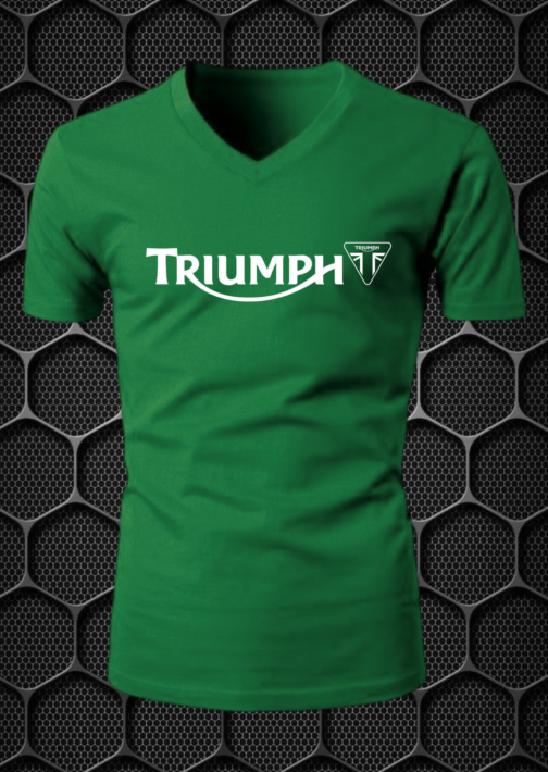 TRIUMPH RIDING T-SHIRT COTTON BLEND V-NECK PRISM GUARD (L,XL) GREEN - Image 2