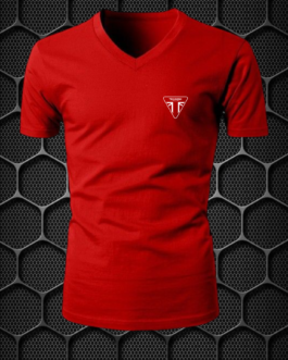 TRIUMPH RIDING T-SHIRT COTTON BLEND V-NECK PRISM GUARD (L,XL) RED