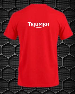 TRIUMPH RIDING T-SHIRT COTTON BLEND V-NECK PRISM GUARD (L,XL) RED