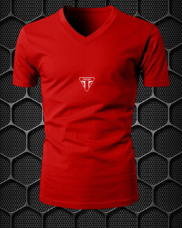 TRIUMPH RIDING T-SHIRT COTTON BLEND V-NECK PRISM GUARD (L,XL) RED