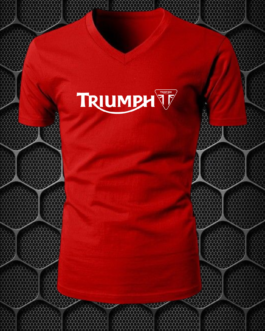 TRIUMPH RIDING T-SHIRT COTTON BLEND V-NECK PRISM GUARD (L,XL) RED