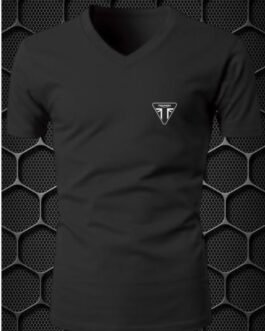 TRIUMPH COTTEN BLEND V NECK RIDINIG T- SHIRT PRISM GUARD (BLACK)(L,XL)