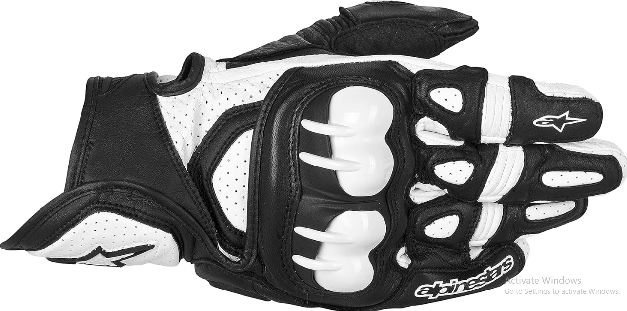 ALPINESTAR GPX LEATHER SHORT MOTERBIKE GLOVES PRISM GUARD (BLACK/WHITE) - Image 3