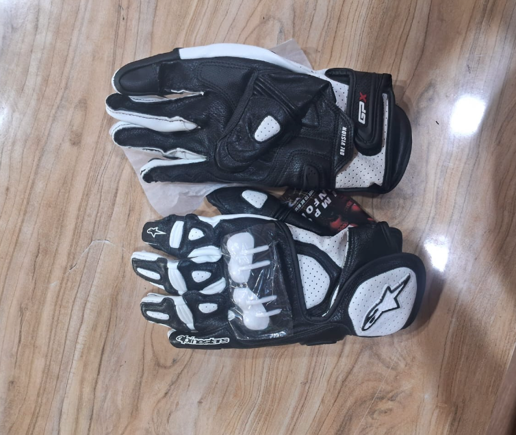 ALPINESTAR GPX LEATHER SHORT MOTERBIKE GLOVES PRISM GUARD (BLACK/WHITE) - Image 2