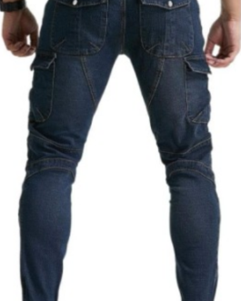 Men’s Motorcycle Riding Pants Denim Jeans Protect Pads Equipment with Knee and Hip Armor Pads VES6 (Blue,Prism Guard