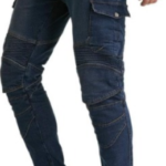 Men’s Motorcycle Riding Pants Denim Jeans Protect Pads Equipment with Knee and Hip Armor Pads VES6 (Blue,Prism Guard